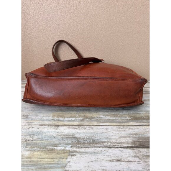 1970s 80s Coach 399-0645 Glove Tanned British Tan Marketing Tote Bag NYC w/FLAWS - Picture 6 of 15